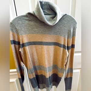 Striped Gray and Tan Women’s Sweater